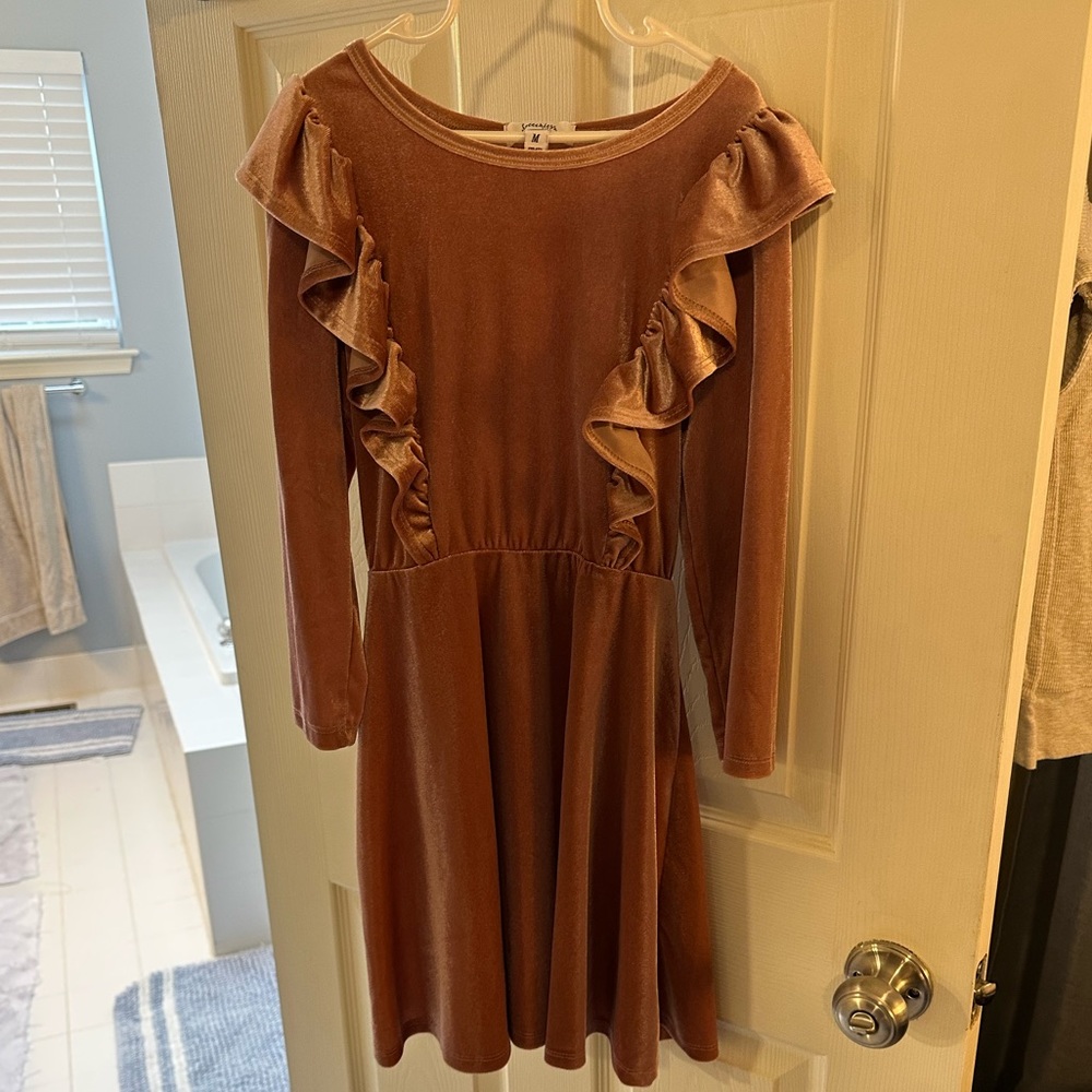 Gorgeous Pink Velour Ruffle Dress